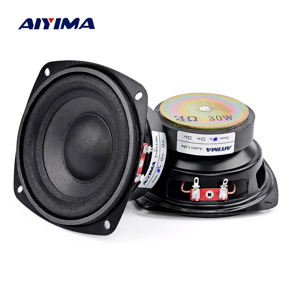 

AIYIMA 2Pc 4 Inch Audio Woofer Speaker Bass 4 8 Ohm 30W Hifi Stereo Home Theater Loudspeaker Subwoofer Long Stroke Sound Speaker