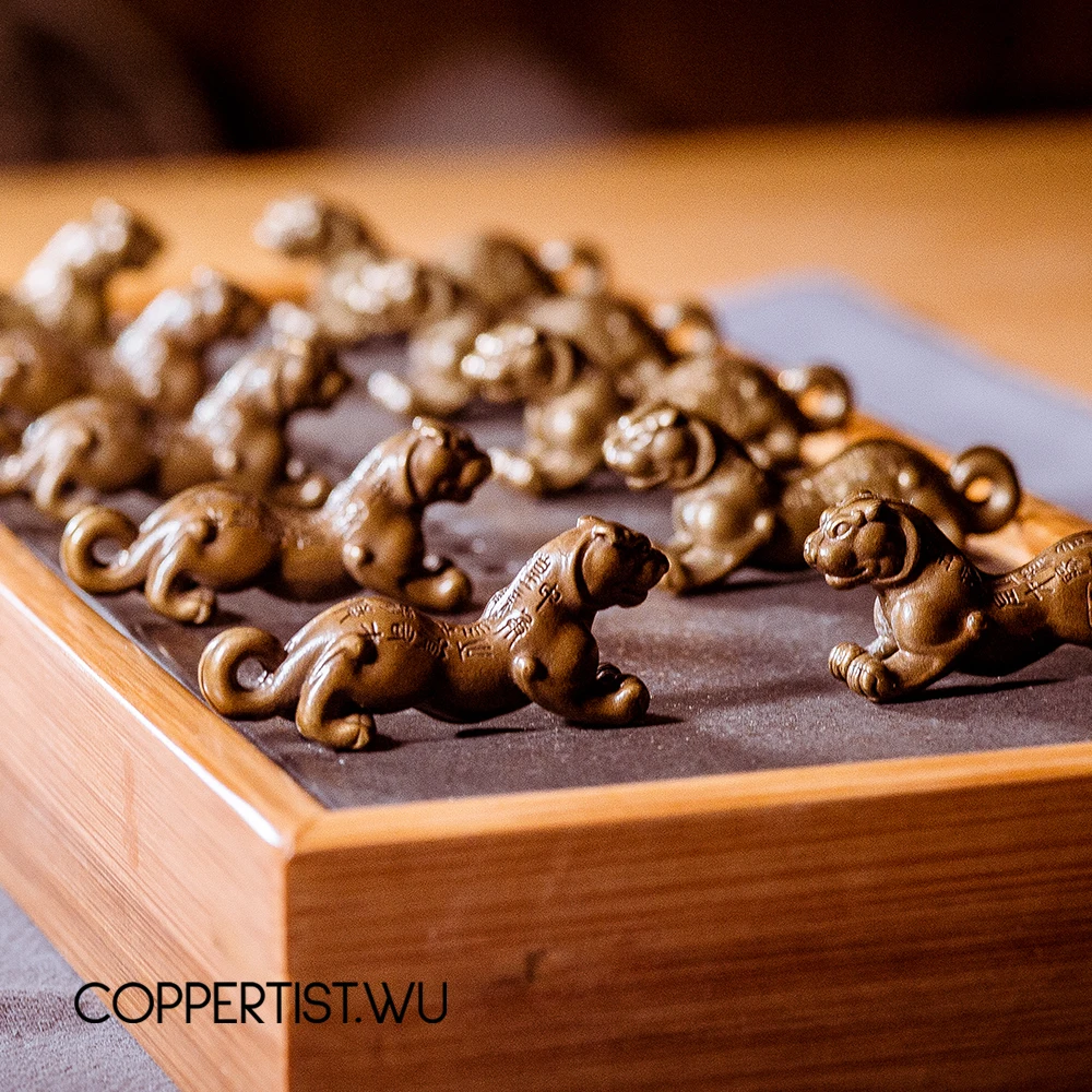 Coppertist. wu tiger symbol power token бронзовый брелок латунный брелок для ключей ручной работы Золотой Модный животный кольцо для ключей с сумочкой кулон
