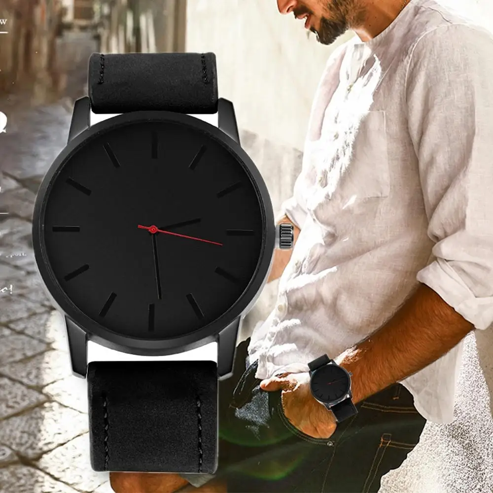 Relogio Masculino мужские часы модные для мужчин большой циферблат военные кожаные
