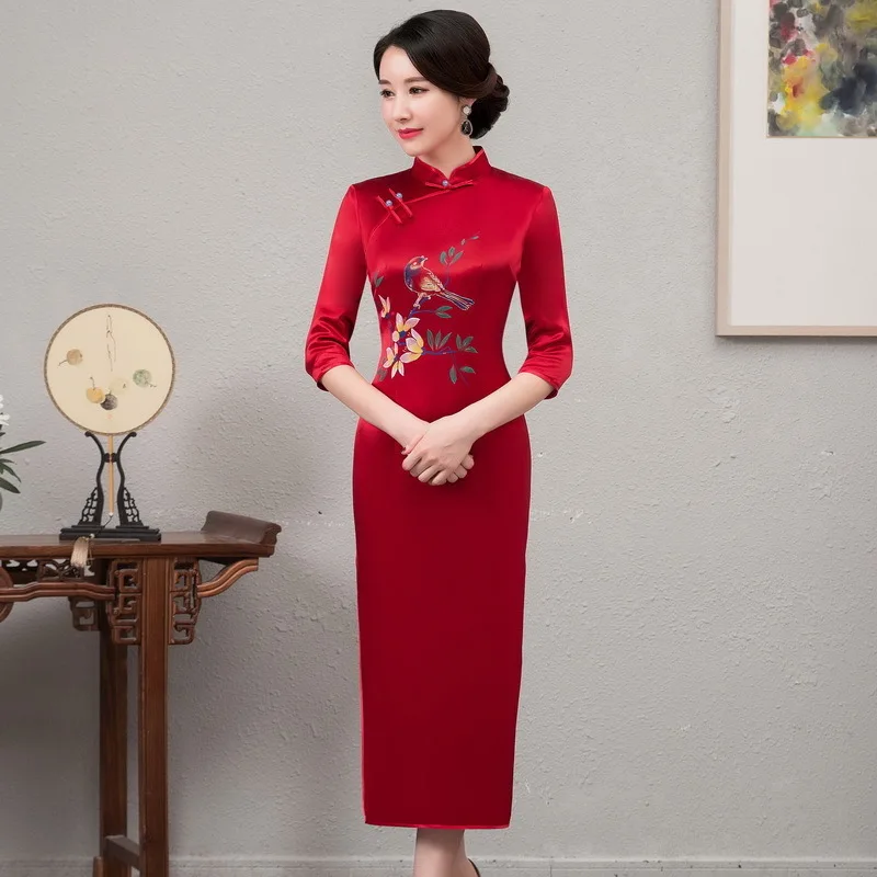 Quinceanera распродажа выше колена мини ацетат сатин свадебный тост Cheongsam улучшенный