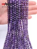 natural stone faceted purple amethysts crystals loose spacer beads for jewelry making diy bracelet necklace 15 46810mm
