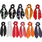 Шелковый шарф для волос в горошек, бант, эластичные резинки для волос для женщин и девушек, Однотонные резинки для волос, завязки для волос, держатель для конского хвоста, аксессуары для волос