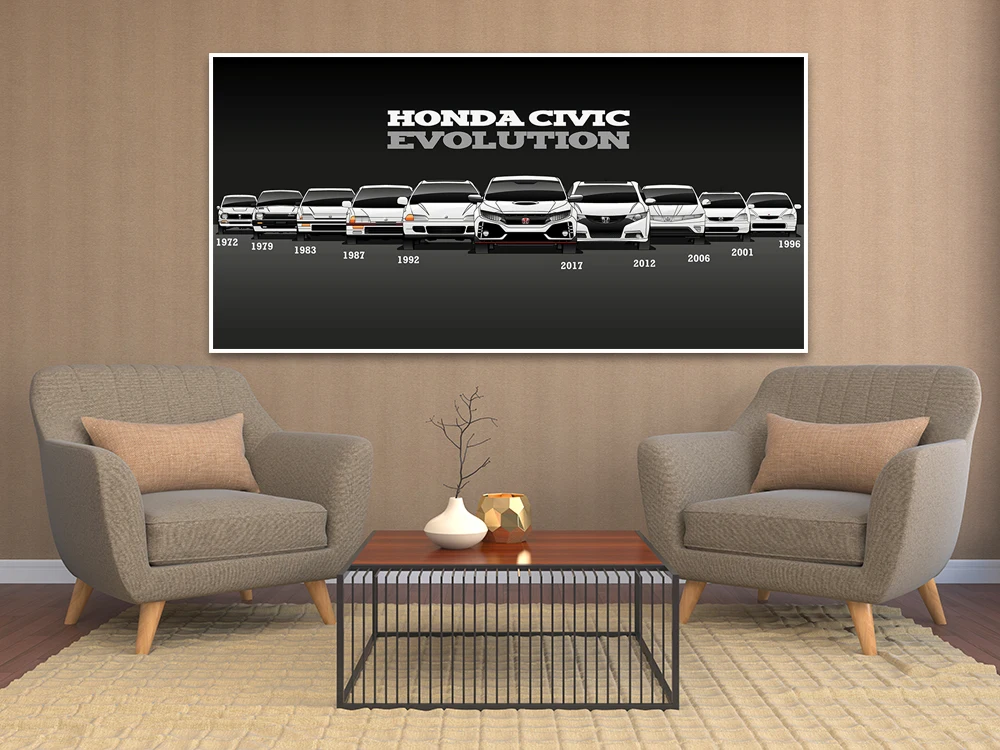 Wall Art Modular Picture 1 pieces Posters Canvas HD Printed Retro Honda CIVIC Car Painting Modern Home Decoration Living Room