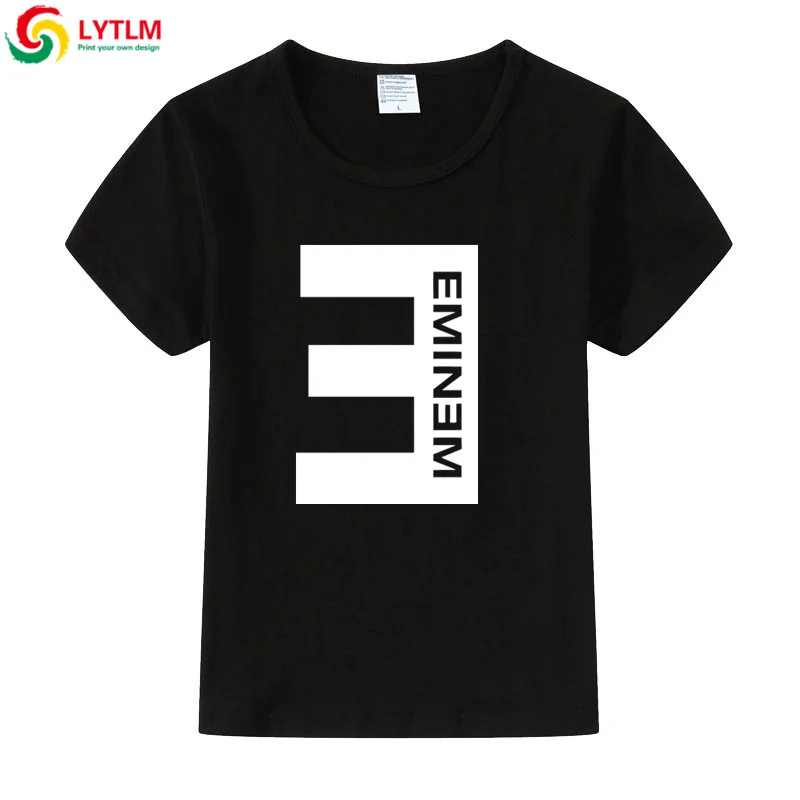 LYTLM/футболка для девочек 10 лет, футболка Eminem, Корейская уличная футболка в стиле хип-хоп в стиле панк-рок для мальчиков, Детская летняя одежда - Цвет: DX LYCRA Black