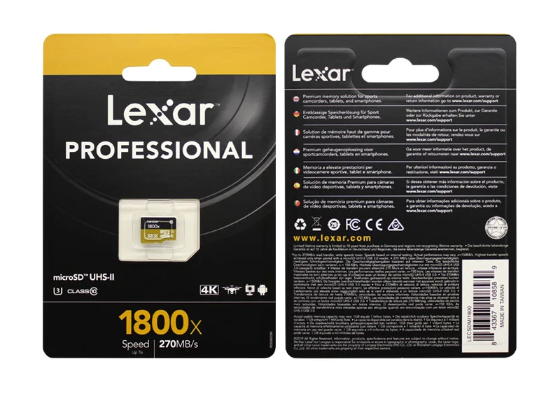 Lexar профессиональная 1800x карта памяти 32 Гб 64 Гб SDXC высокая скорость 270 м/с UHS-II класс 10 Micro SD карта U3 TF флэш-карта