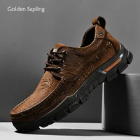 golden sapling fashion mens casual shoes breathable genuine leather loafers men classics leisure footwear outdoor trekking shoe
