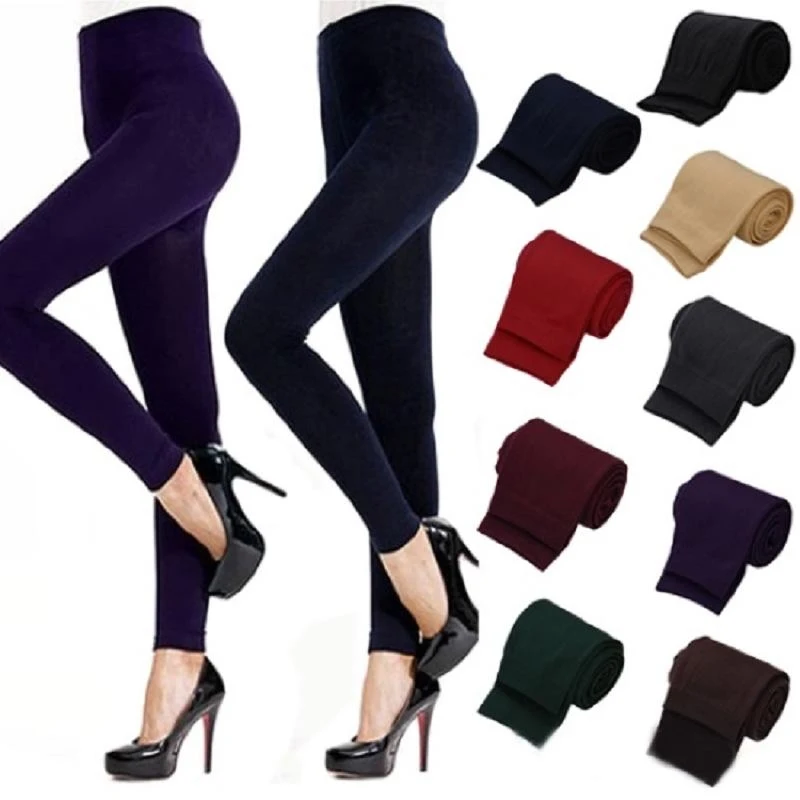 Leggings-2020 nouvelle dame femmes hiver chaud maigre mince Leggings Stretch pantalon épais sans pied maigre mince Leggings Stretch pantalon épais