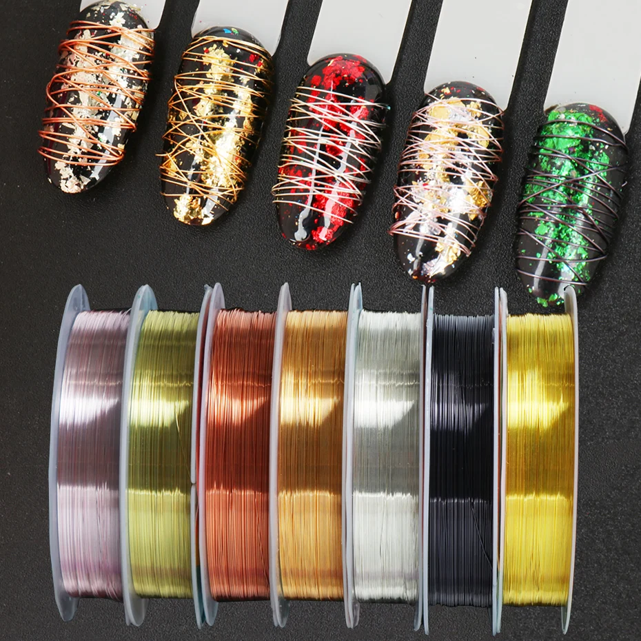 20 м золотой серебряный ноготь линия сплав проволока бисер шнур металлическая