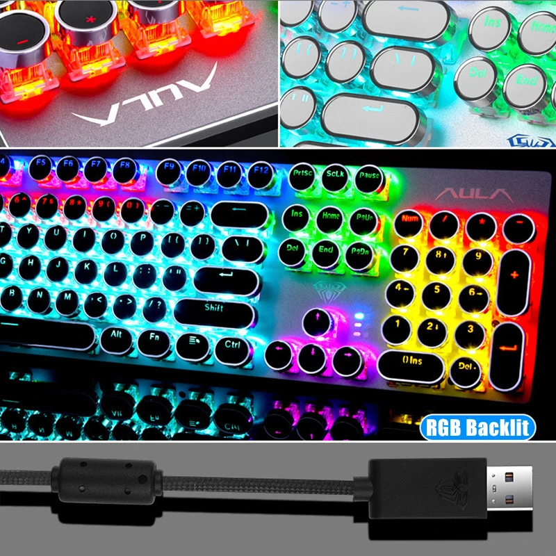 

Gaming Mechanical keyboard USB Wired Backlit Anti-ghosting 104 Keycaps RGB Blue Red Switch keyboard for Computer Gamer Laptop