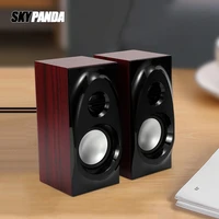 wooden desktop speakers 3 5mm aux input usb power computer speakers for laptop desktop phone audio loudspeaker