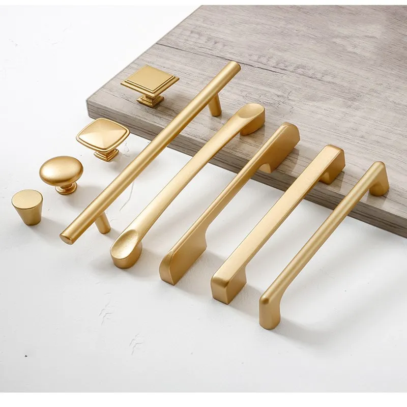 

1pc Matte Gold Cabinet Handles Solid Aluminum Alloy Kitchen Cupboard Pulls Drawer Knobs Furniture Handle Hardware Pulls