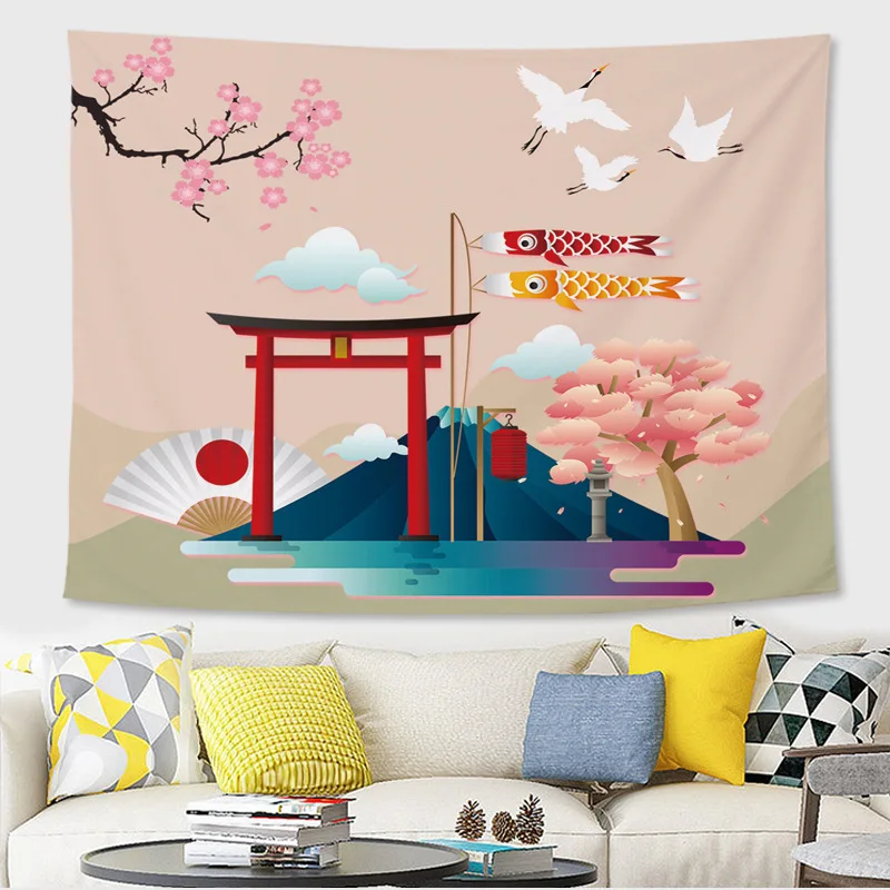 Японский подвесной тканевый фон гобелен для спальни комнаты настенное общежитие