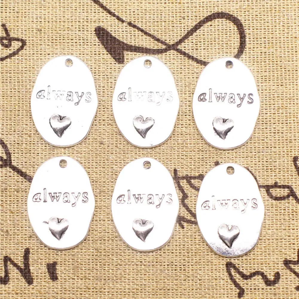 

Diy Charm 25x18mm Always Charms Antique Silver Color 5pcs