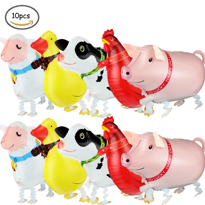 5 шт. разные виды шагающих воздушных шаров утка корова петух свинья овца ходячие