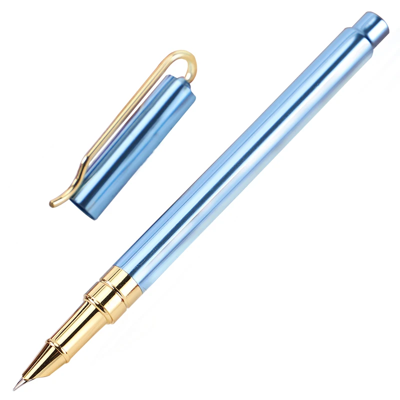 1 шт. Золотой зажим металлическая авторучка Экстра тонкая с капюшоном Перо 0 38 мм