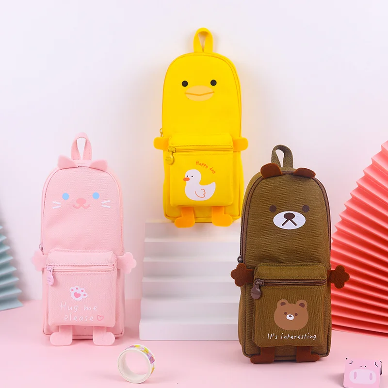 

Cute Kawaii Large Capacity Child Canvas Pencil Bag Desk Make-Up Storage Bags Kids Boy Girl Pen Cases School Stationery Supplies
