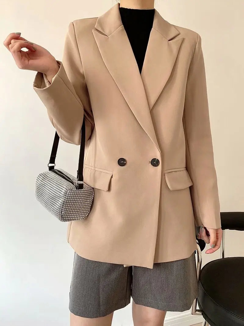 

TMODA682 Za Women Oversized Double Breasted Office Blazer Long Sleeve Elegant Chic Coat Work Business Suit Jacket Ladies