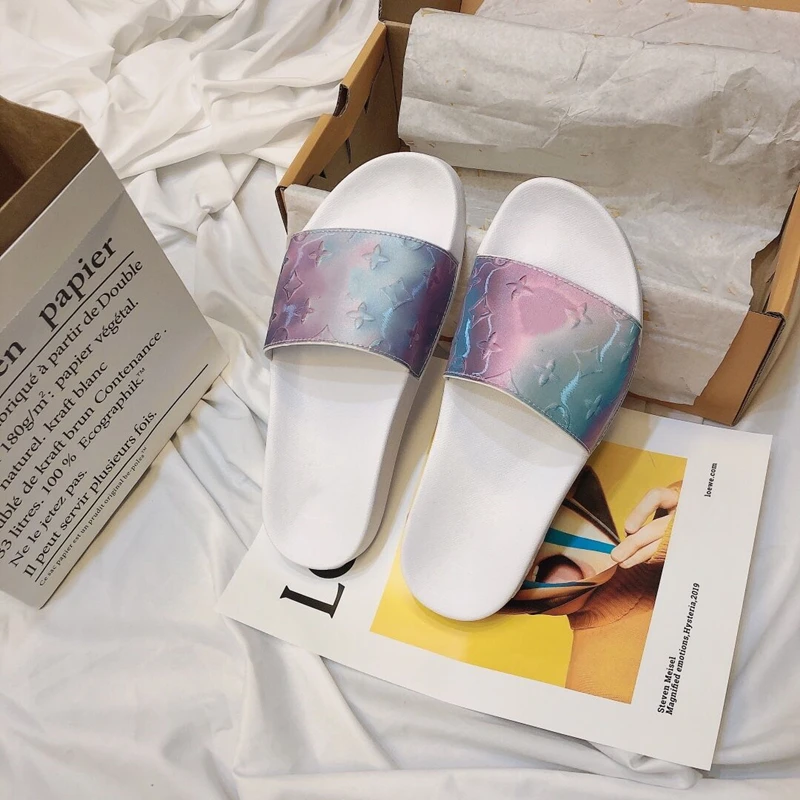 

Women's color slippers real leather slippers summer women's home slippers 2021 beach slippers fashion new women's sandals