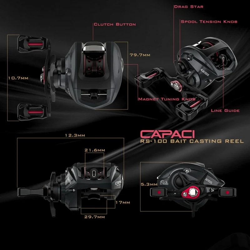 

Dual Brake Baitcasting Reel Fishing Gear Water Drop Wheel Right / Left Hand Bait Casting Fishing Reel Lure Reel Speed ratio: 6