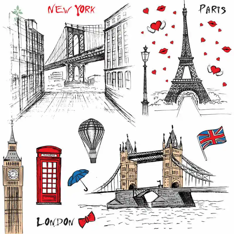 Знаменитый здание достопримечательности Эйфелева башня Парижа Биг Бен имеет