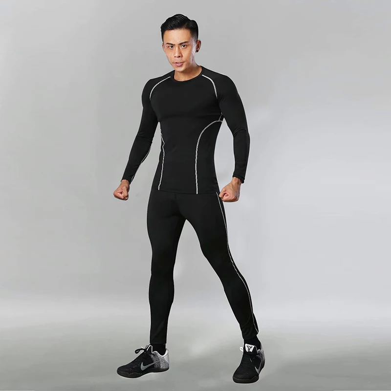 Мужская спортивная одежда компрессионные костюмы комплект тренировочной одежды