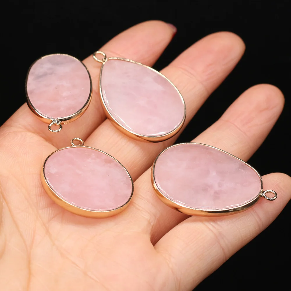

1pcs Natural Stone Crystal Rose Quartzs Charms Pendants for DIY Nacklace Earring Jewelry Making Women Jewelry Gift Accessories