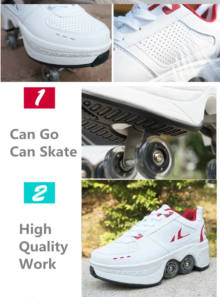 Hot Shoes Casual Sneakers Walk+Skates Deform Wheel Skates for Adult Men Women Unisex Couple Childred Runaway Skates Four-wheeled