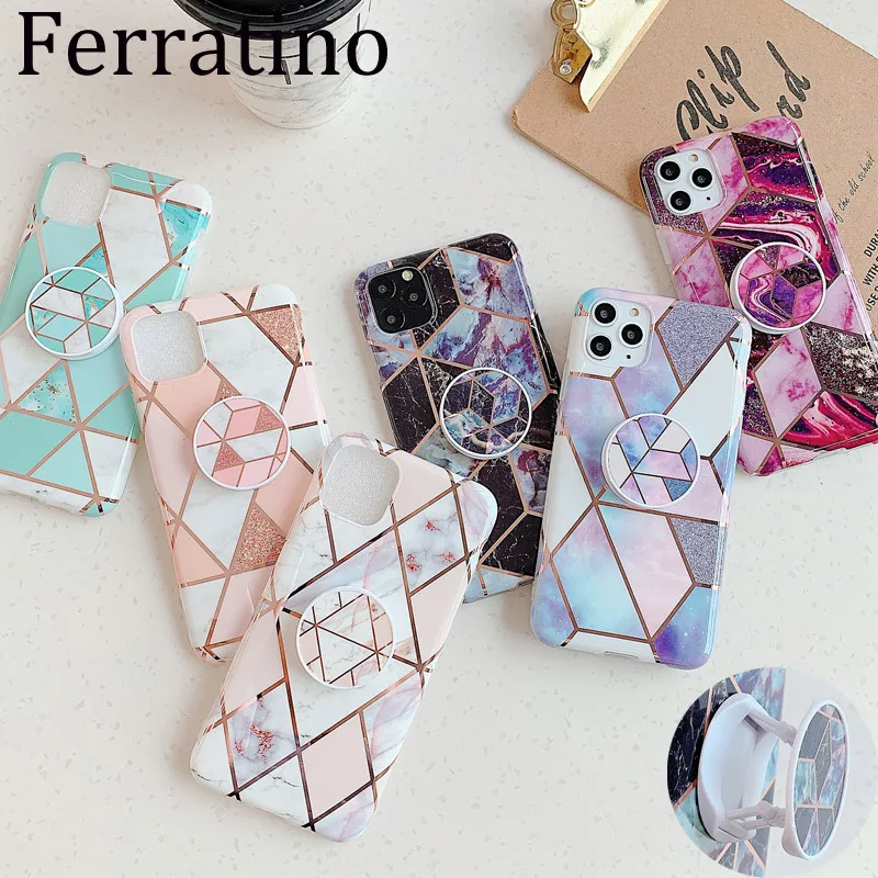 Геометрический мраморный чехол-подставка для iPhone 11 Pro Max XR X 7 8 6 S задняя крышка huawei
