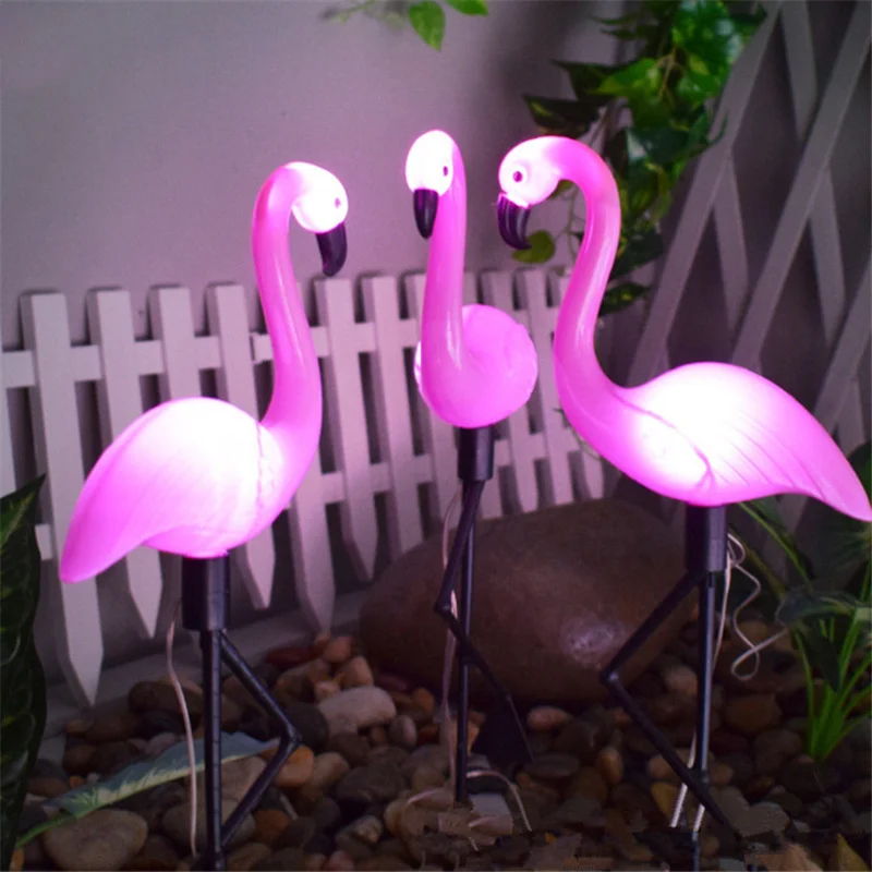 LED Outdoor Solar  Flamingo Light Garden Waterproof  Stake Lawn Light Home Auto ON/OFF Yard Landscape Lamp For Path Decoration