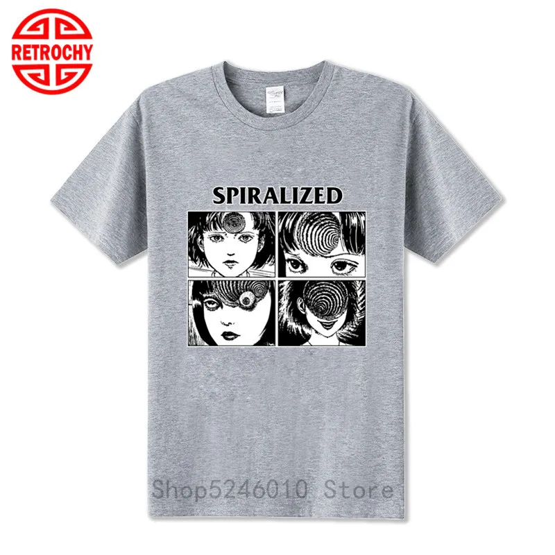Летние модные повседневные мужские футболки Uzumaki футболка Junji Ito Horror Manga Забавные