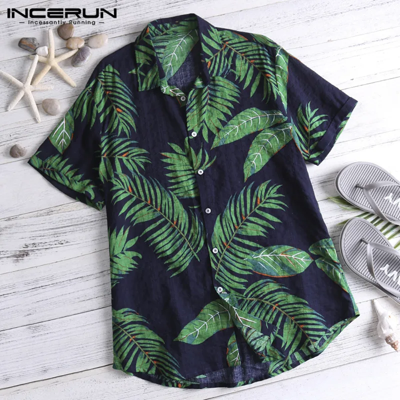Summer Hawaiian Red Shirts Tropical Shirts Floral Men Tops Casual Shirt Short Sleeve Cotton Button Chemise Loose Vacation Beach images - 6