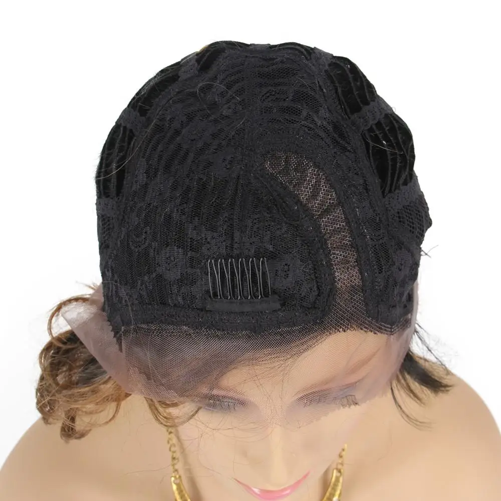

SiNuo Short Wavy Wigs for Black Women African American Synthetic Brown and Redwine Hair Wigs High Temperature Cosplay Perruques