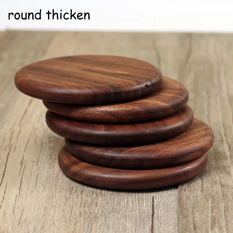 round thicken 1 шт., прочные подставки из дерева грецкого ореха, подстилки, Декор, квадратный круглый жаростойкий коврик для напитков, домашний стол, чайная подставка для кофейной чашки - Цвет: round thicken