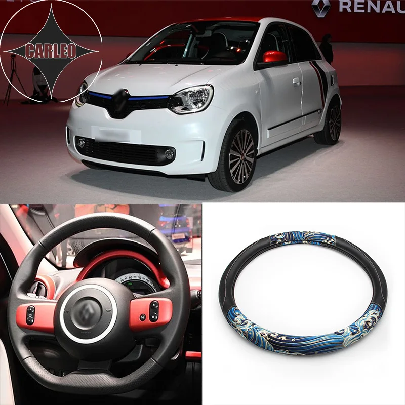 

Auto Car Steering Wheel Cover Universal for Renault Series Model PU Leather Japan Classic Yamato Ukiyoe Style Pattern Holder