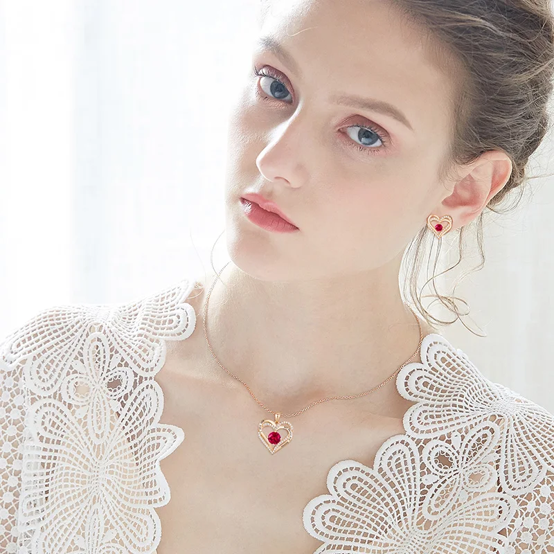 Cdyle женский кулон в виде сердца ожерелье серьги набор с циркониевым камнем я
