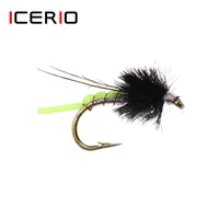 icerio 8pcs green rock worm midges dry flies trout fishing fly lures 14
