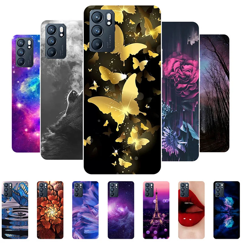 

Case For OPPO Reno 6 5G Case Butterfly Soft Soft Silicone Back Cover For OPPO Reno 6 Pro 5G Phone Covers Reno6 6Pro 6Z etui Capa