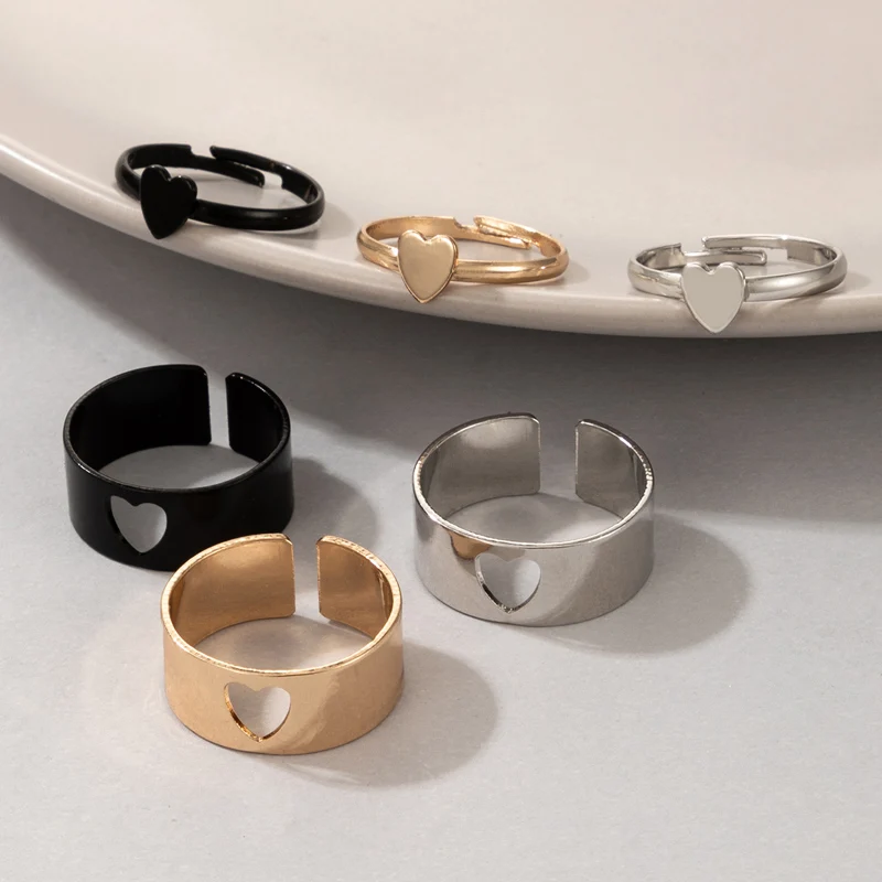 Tocona Кольца с ярким сердцем и луной для женщин, прелестные кольца с дельфином, звездой, геометрическим отверстием, свадебные украшения Anillo on.