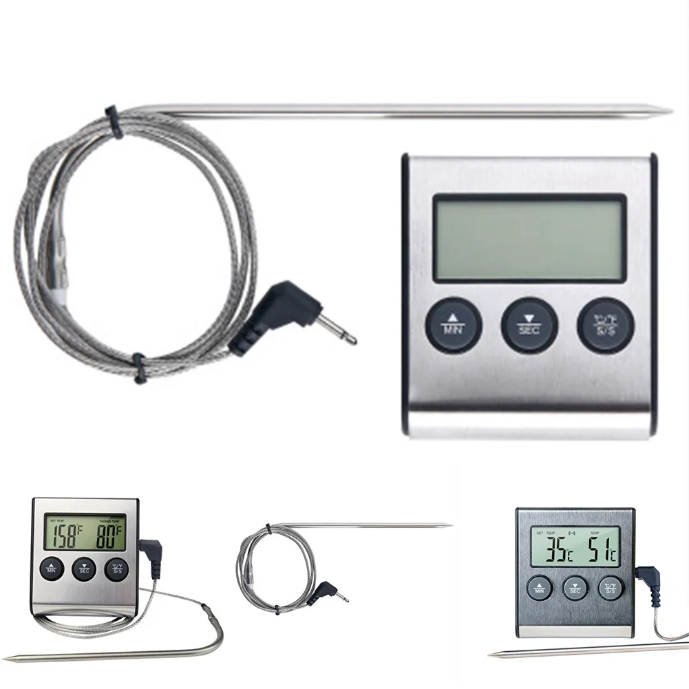 Кухонный цифровой термометр с ЖК дисплеем зонд для духовки и мяса таймер