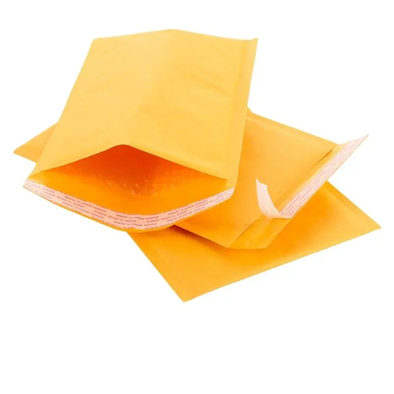 

50 pcs / lot Strong Stickiness Yellow Kraft Paper Bubble Envelopes Bags Protection Bag Express Bag
