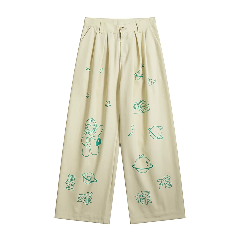 Весенние новые дизайнерские фиолетовые брюки в стиле преппи с мультяшным