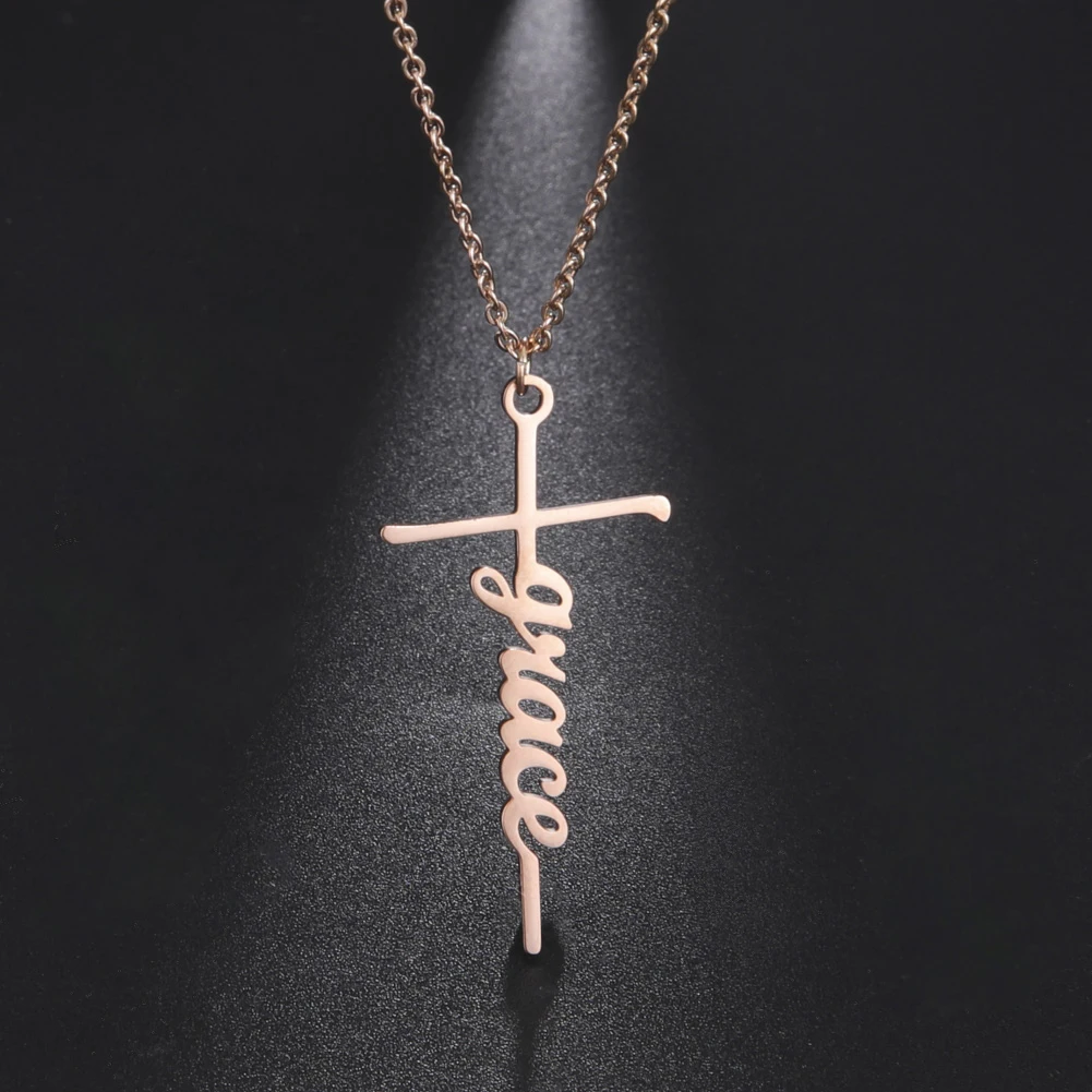 Ожерелье с подвеской-крестом для мужчин и женщин чокер из нержавеющей стали