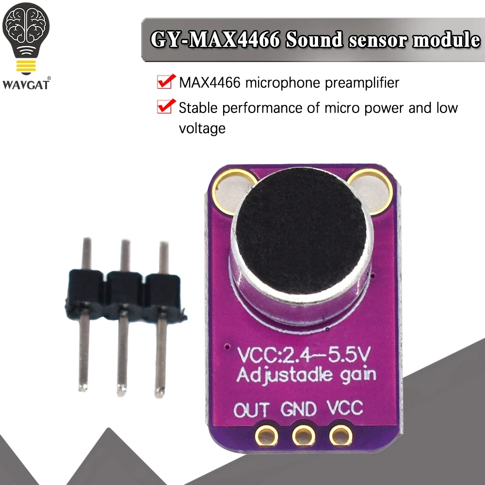 GY MAX4466 модуль усилителя микрофона eletret с регулируемым коэффициентом усиления для