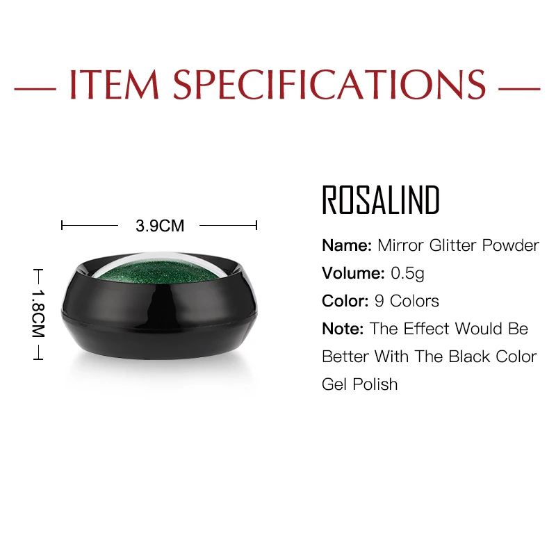 Гель лак для ногтей ROSALIND блестящий пигмент дизайна зеркальный маникюр блестки УФ