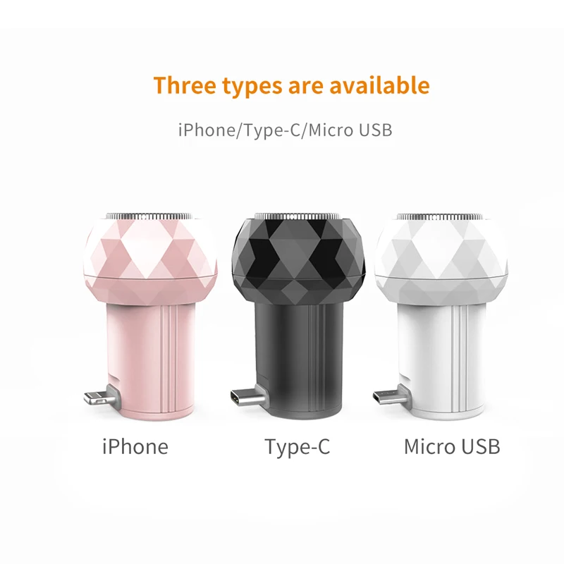 

Portable Shaver Razor Phone Charging USB Charging Blue Light Phone Shavers for Men Apply to Type-C Micro USB iPhone