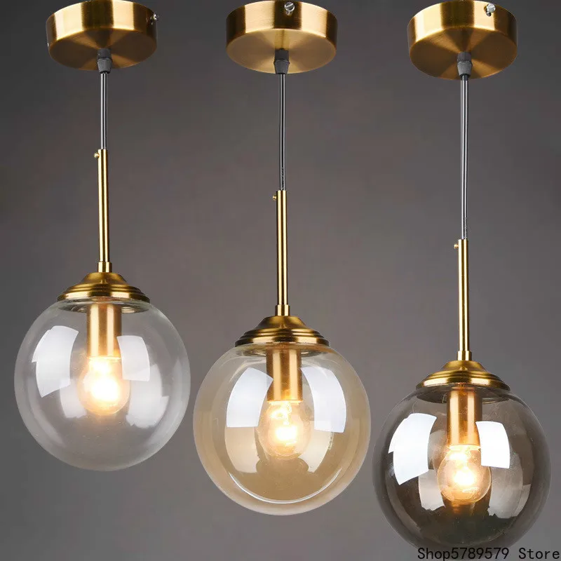 

Nordic Simple Bedroom Glass Ceiling Hanging Lights Creative Amber Living Room Dining Room Decor Pendant Lmaps Home Lighting