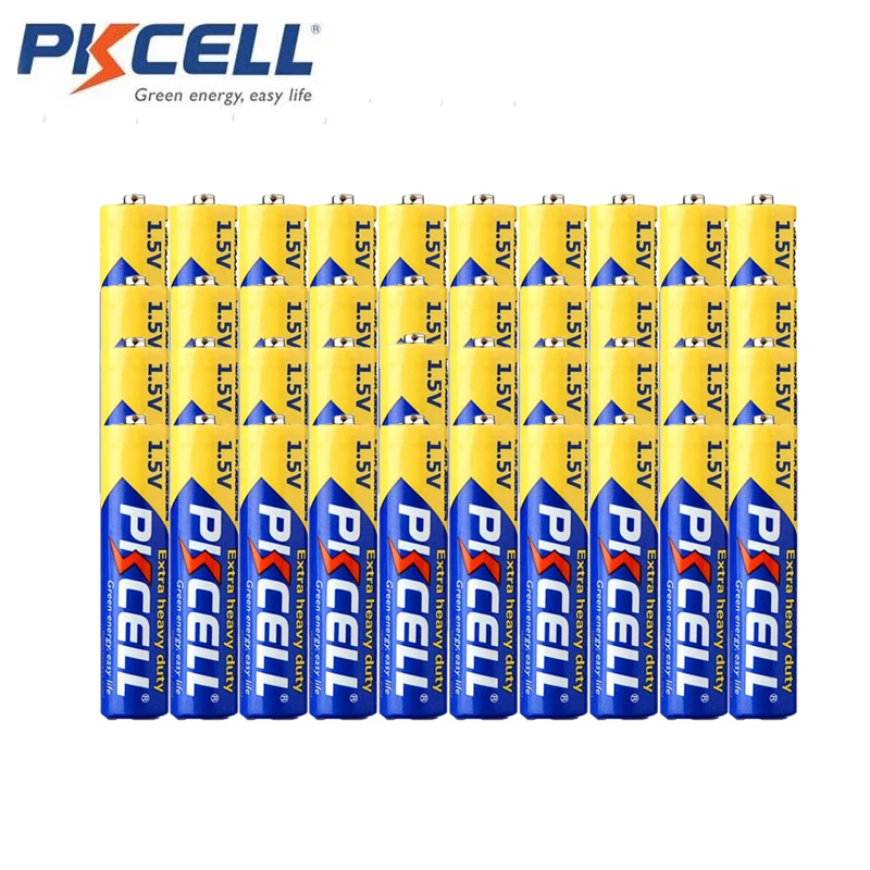 40 шт. аккумуляторы PKCELL 1 5 в AAA 3A R03P UM4 цинк Карбоновые для CD проигрывателя мощные