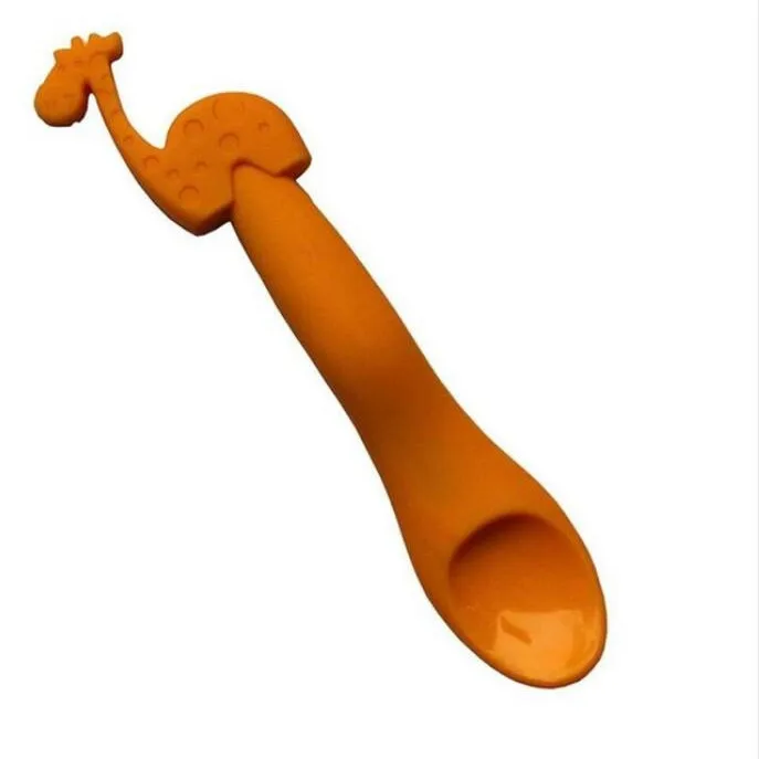 

Baby Soft Silicone Spoon Newborn Food Training Spoon Safety Tableware Cartoon Animal Pattern Feeding Infant Learning Spoons