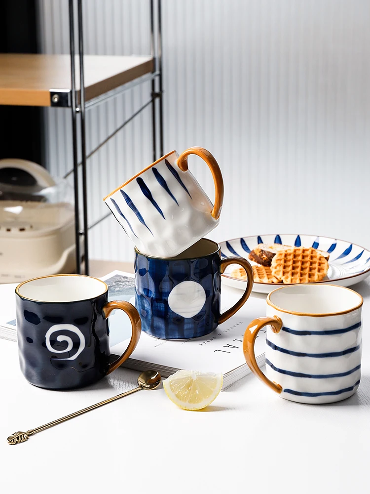 

Японская керамическая кружка 350 мл, кружка с глазурью для офиса, дома, завтрака, молока, кофе, семейная кружка, безопасная для микроволновой п...