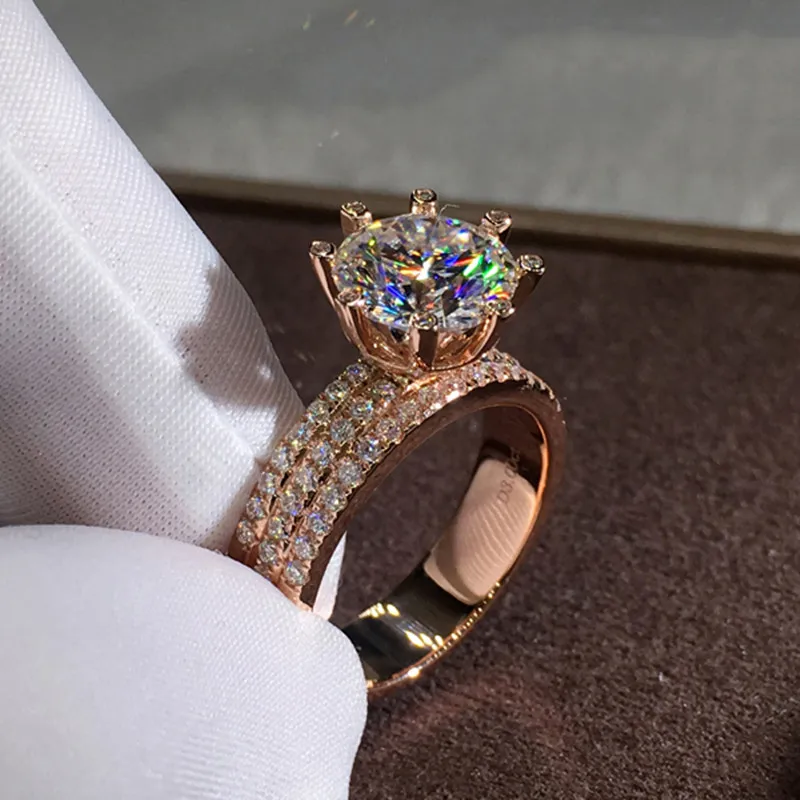 

Dainty Rose Gold Princess Cut Diamond Ring for Women Simple Wide Full Set Zircon Rings Female Charm Jewelry Valentine's Day Gift